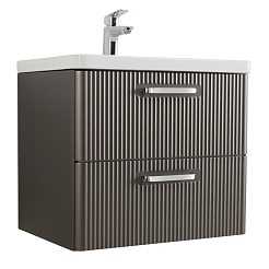 BelBagno Тумба с раковиной Due 60 подвесная Оружейная сталь ручки Хром полированный – фотография-1