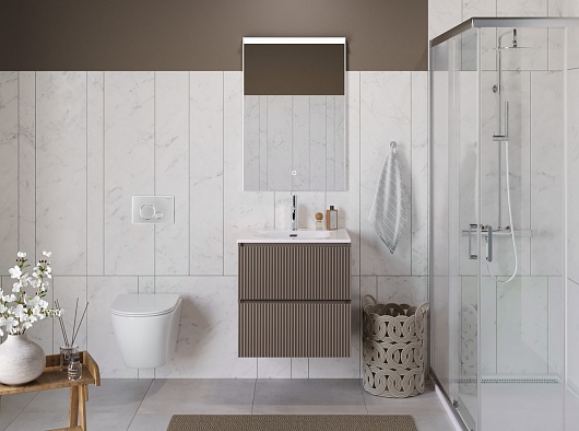 BelBagno Тумба с раковиной Uno 70 подвесная Бежевый матовый с раковиной BB-8099-70 – фотография-16