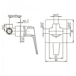 Paini Смеситель для ванны Bari RTCR690 встраиваемый, хром – фотография-3