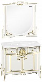  Зеркало для ванной Luise-II 100, белый/патина золото – фотография-6