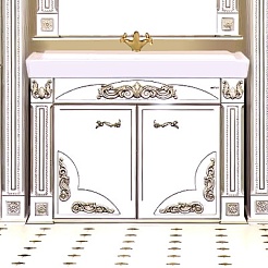 Misty Тумба для умывальника Барокко 120 прямая, белая патина – фотография-1