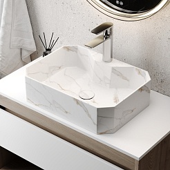 Teymi Раковина накладная Netta 50 T51206 белый мрамор – фотография-6