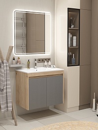 Teymi Тумба с раковиной Netta 75 подвесная дуб/графит – фотография-11