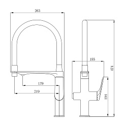 Tokito Смеситель для кухни MITSUISHI вороненая сталь TOK-MIT-1012GM – фотография-5