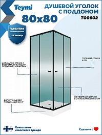 Teymi Душевой уголок Helmi 80х80 с поддоном T00602 – фотография-10