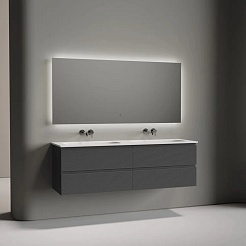 Sancos Тумба с раковиной Folk 160 grey soft раковина Grace 161 с двумя чашами CN7023wx – фотография-5