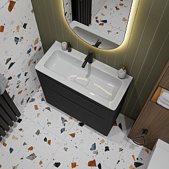 Vivon Тумба под раковину Ostin 80 напольная черная матовая – фотография-7