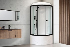 Royal Bath Душевая кабина ВК RB 90BK1-T-BL 90x90 стекло прозрачное профиль черный матовый – фотография-2