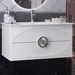 Opadiris Мебель для ванной Ибица 90 с овальным зеркалом подвесная белая/хром – фотография-6