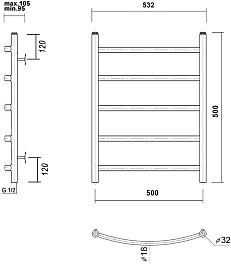 Domoterm Полотенцесушитель Калипсо П5 500x500 золото – фотография-3