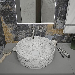 Teymi Раковина накладная Lina D41 T50198 белый мрамор – фотография-6