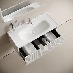 Sancos Тумба под раковину Code 100 c одним ящиком белая – фотография-3