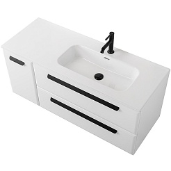 Cezares Тумба с раковиной Eco Cer-N 120-1 R bianco lucido CZR-8095-120-R ручки матовые чёрные – фотография-4