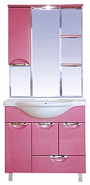 Misty Зеркальный шкаф Жасмин 75 L розовый, пленка  – фотография-2