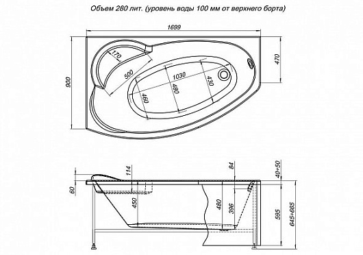 Aquanet Акриловая ванна Sofia 170x90 L – картинка-7