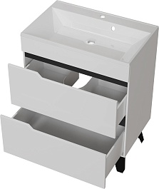 Mixline Тумба с раковиной Орион 70 2 ящика белая/графит – фотография-3