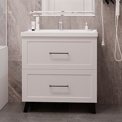 Mixline Тумба под раковину Риф 80 2 ящика белая – фотография-4