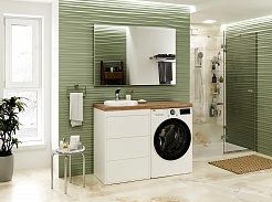 Brevita Мебель для ванной Grafit 120 под стиральную машину белая/махагон – фотография-2