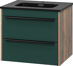 Brevita Тумба под раковину Greenwood 60 подвесная зеленая матовая/дуб галифакс олово – фотография-2