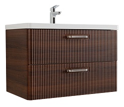 BelBagno Тумба с раковиной Due 80 подвесная Noce ручки Матовый атласный никель – фотография-1