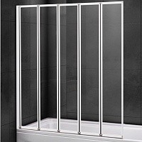 Cezares Шторка на ванну Relax RELAX-V-5-120/140-C-Bi 124 профиль белый стекло прозрачное
