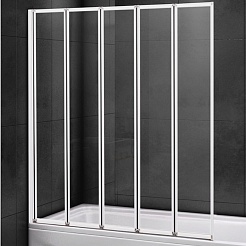 Cezares Шторка на ванну Relax RELAX-V-5-120/140-C-Bi 124 профиль белый стекло прозрачное – фотография-1