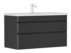 Equil Тумба с раковиной Eltoro 100 2 ящика подвесная черный софт