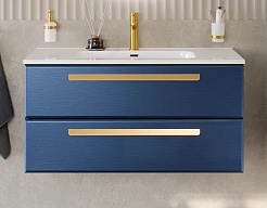 Cezares Тумба с раковиной Eco Cer-N 100 sapfiro CZR-8095-100 ручки сатиновое золото – фотография-1