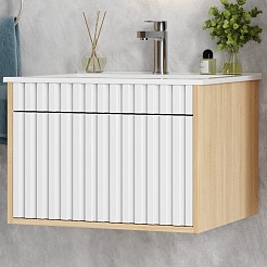 Onika Тумба под раковину Дайлер 60 подвесная белая/дуб сонома – фотография-2