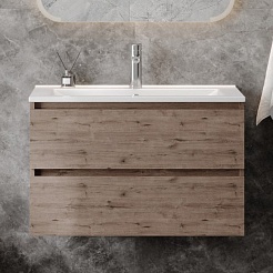 Teymi Тумба под раковину Laina 80 подвесная дуб темный – фотография-6