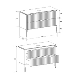 Зов Тумба под раковину Валенсия 100 подвесная зеленый тростник/столешница белая – фотография-9