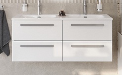 Cezares Тумба с раковиной Eco Cer-N 120 с 4 ящиками bianco lucido CZR-8095-120-2 ручки серые – фотография-1