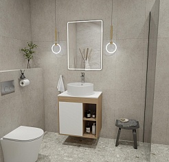 Teymi Тумба с раковиной Nura 70 дуб эврика/белый матовый T60528 раковина T50104 – фотография-2