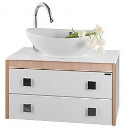 Водолей Тумба под раковину Сильвия S-40 белый/дуб – фотография-1