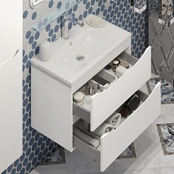 Opadiris Мебель для ванной Элеганс 80 с зеркалом подвесная белая матовая – фотография-7