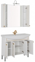 Aquanet Мебель для ванной "Честер 105" белый/золото – фотография-3