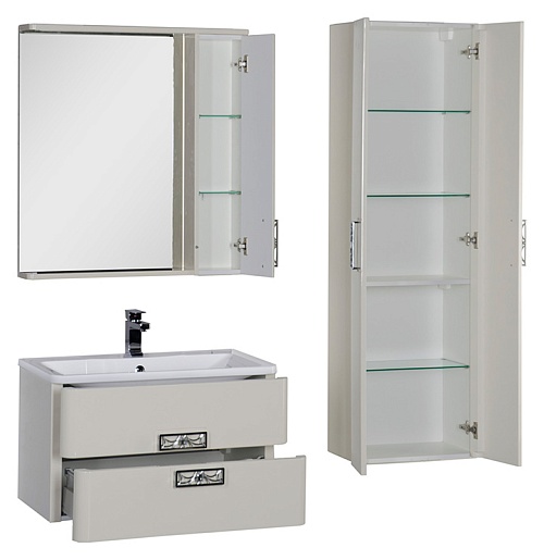 Aquanet Пенал для ванной Паллада 50 слоновая кость – фотография-4