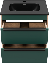 Brevita Тумба с раковиной Greenwood 60 подвесная зеленая матовая/дуб галифакс олово – фотография-4