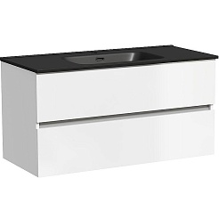 Sancos Тумба с раковиной Urban 100 белый глянец раковина Element 101 CN7003MB – фотография-1