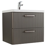 BelBagno Тумба с раковиной Due 50 подвесная Оружейная сталь ручки Матовый атласный никель