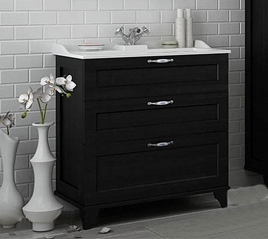 Акватон Тумба с раковиной "Леон 80 Н" ясень черный – фото-1