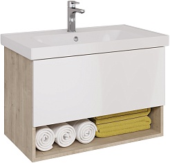 Dreja Мебель для ванной Perfecto 90 подвесная белая/дуб эврика – фотография-2
