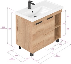 Onika Тумба с раковиной Легран 80 дуб галифакс – фотография-14