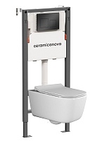 Ceramicanova Подвесной унитаз New Day Rimless с системой инсталляции Balance кнопка Square черный матовый