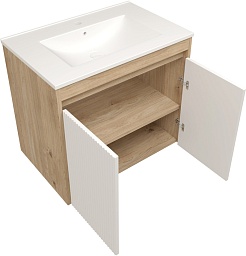 Teymi Тумба с раковиной Netta 70 Волна подвесная дуб/белый – фотография-2