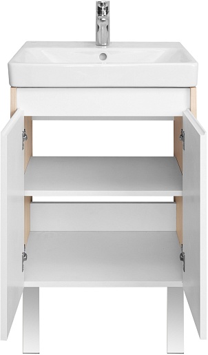 Акватон Тумба с раковиной Сканди Doors 55 белая/дуб верона – картинка-5