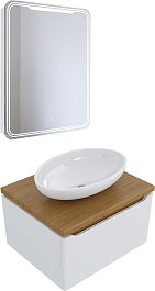 Mixline Мебель для ванной Виктория 60 R подвесная белая софт/дуб светлый – фотография-1