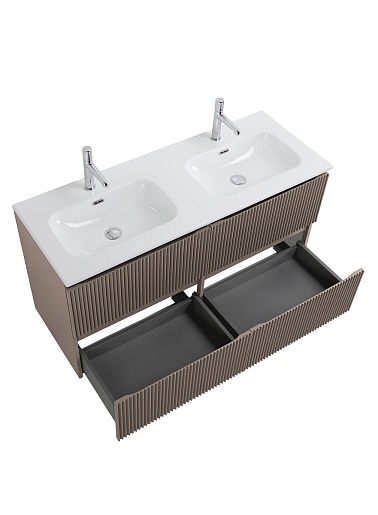 BelBagno Тумба под раковину Uno 120 с 2 чашами подвесная Бежевый матовый – фотография-4