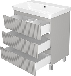 Brevita Тумба с раковиной Victory 80 серый шелк – фотография-5