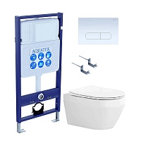 Aquatek Унитаз подвесной Лея AQ1199-00 в комплекте с инсталляцией Standard INS-0000012 с клавишей смыва KDI-0000013 белая и крепления KKI-0000002